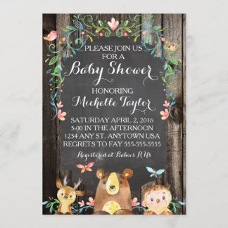 Custom Woodland animals baby shower invitation