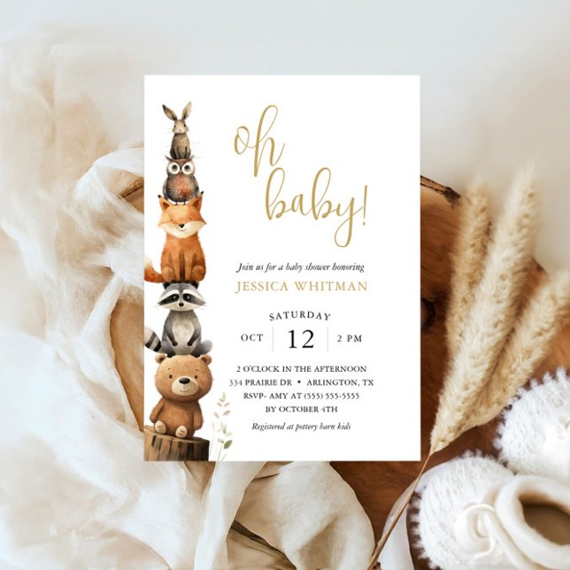 Custom Woodland Animals Cute rustic Baby Shower  Invitation (Creator Uploaded)