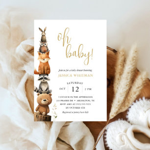 Custom Woodland Animals Cute rustic Baby Shower  Invitation