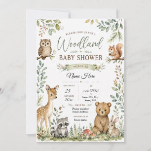 Custom Woodland Baby Shower Forest Animals Invitation