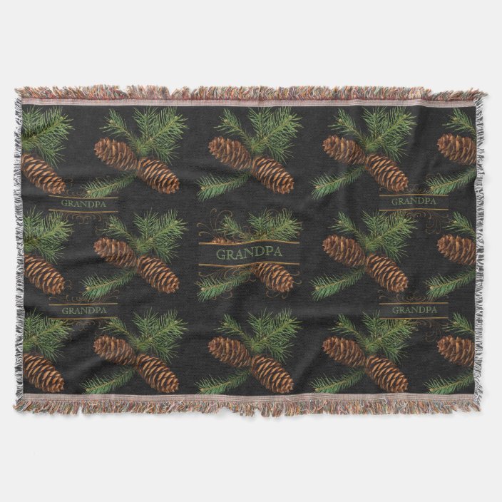 Custom Woodland Pine Cone Theme Throw Blanket Zazzle.co.uk