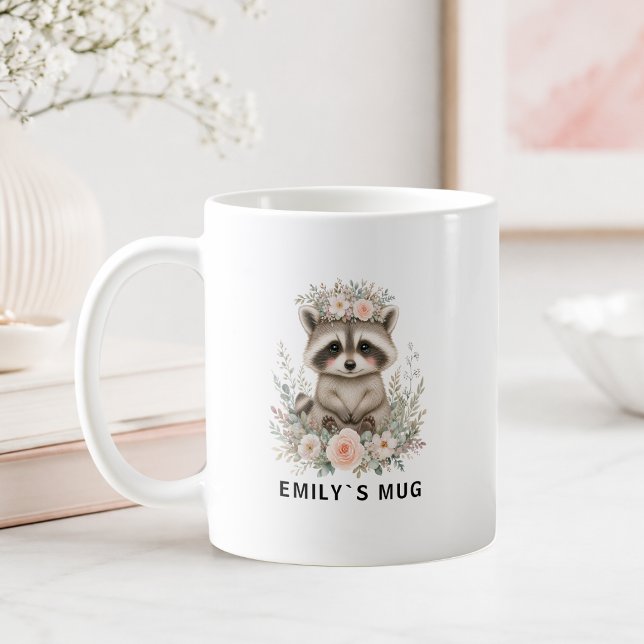 Custom Woodland Racoon Mug with Name (Custom Woodland Raccoon Mug with Name)