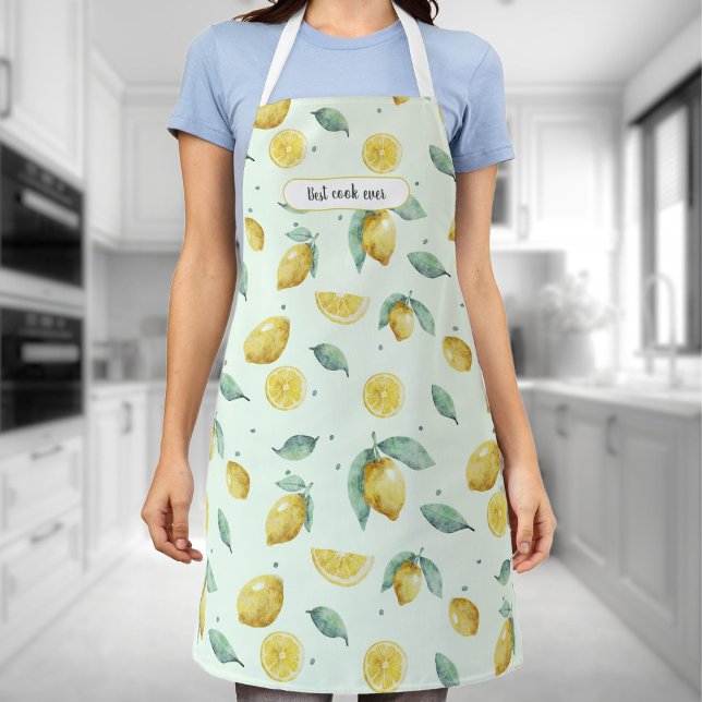 Custom words watercolor lemons apron (Creator Uploaded)