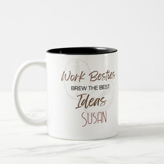 Custom Work Bestie Coffee Lover Gift Two-Tone Coffee Mug (Left)
