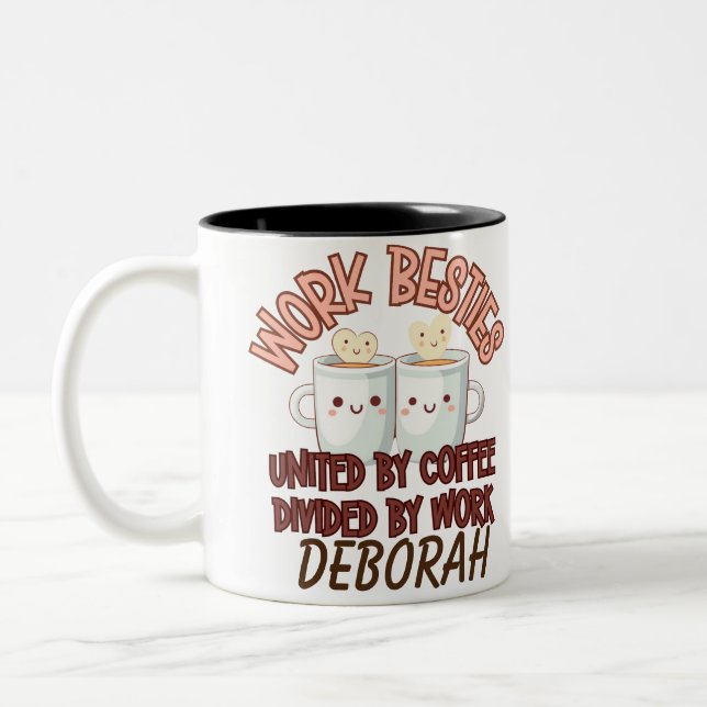 Custom Work Bestie Coffee Lover Gift Two-Tone Coffee Mug (Left)