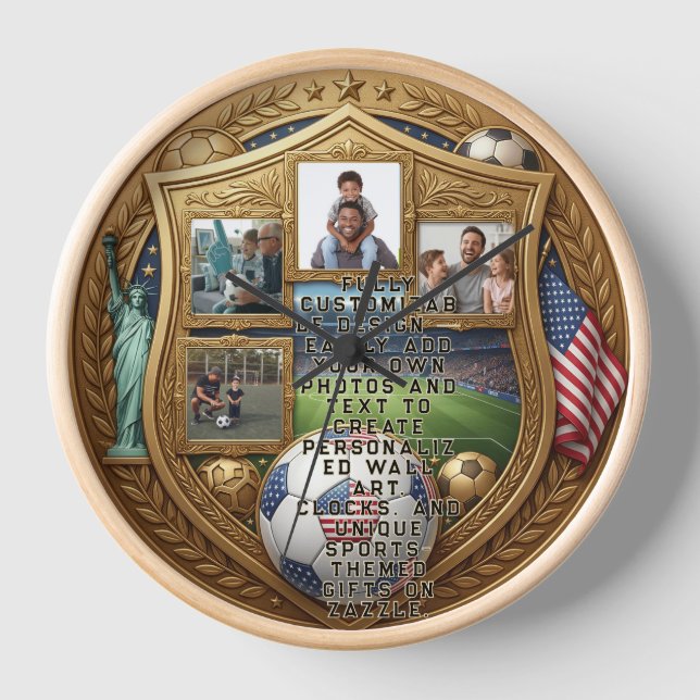 Custom World Cup Family Wall Art Clock (Front)