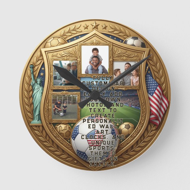 Custom World Cup Family Wall Art Round Clock (Front)