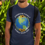 Custom World Tour Earth Sunflowers Overseas Travel T-Shirt<br><div class="desc">Customise these awesome world tour t-shirts for a touring band or family vacation road trip. The planet is wrapped in a beautiful floral wreath of sunflowers and vines. Cute custom travel tees to explore the Earth.</div>