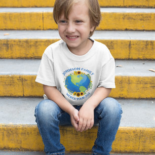 Custom World Travel Sunflowers Earth Cute Vacation Toddler T-Shirt