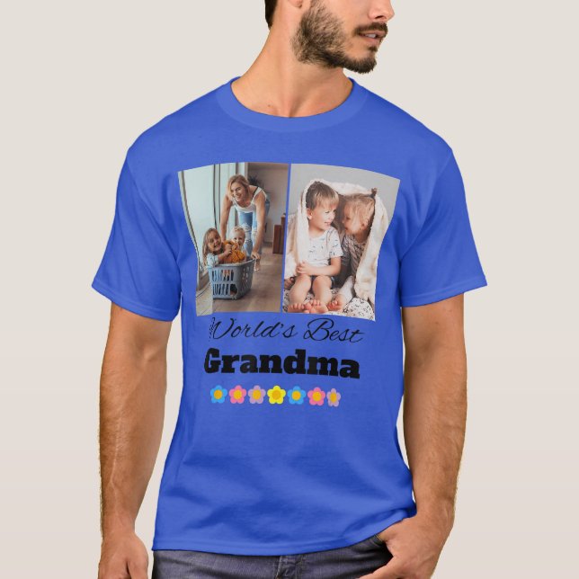 Custom Worlds Best Grandma Photo Personalize with  T-Shirt (Front)