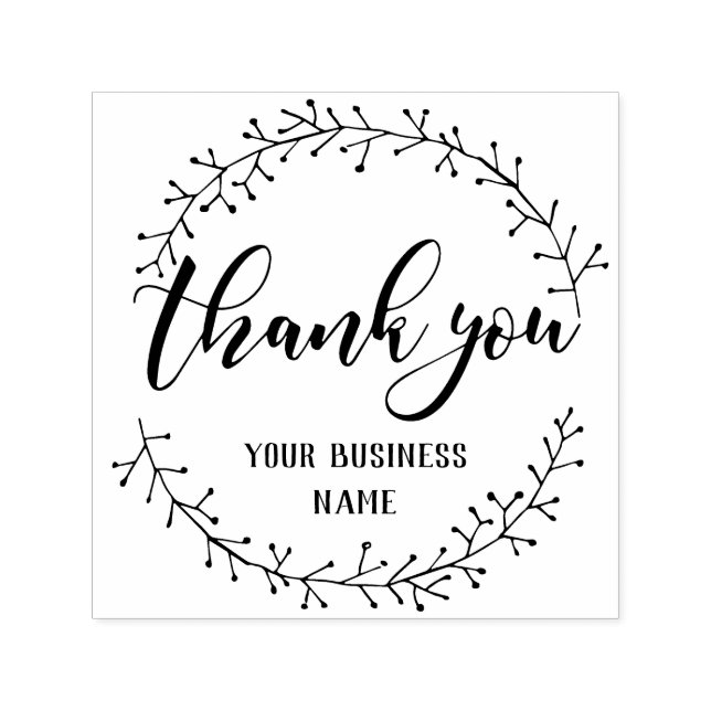 Custom Wreath Thank You Self-inking Stamp (Design)