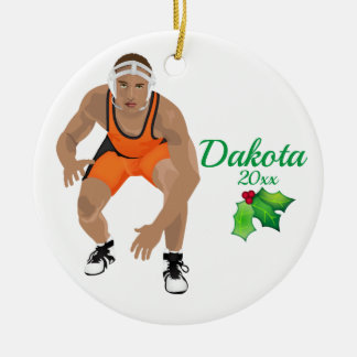 Custom Wrestling Christmas Ornament Black - Orange