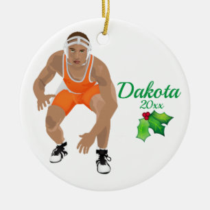 Custom Wrestling Christmas Ornament Orange