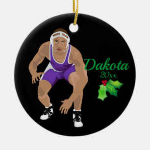 Custom Wrestling Christmas Ornament Purple
