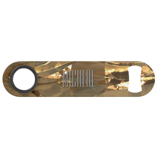 Custom wrinkled Gold Foil Speed Bottle Opener (Back Horizontal)