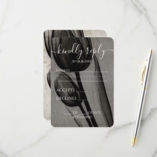 Custom X-Ray Sepia Dark Tulips Wedding RSVP Card