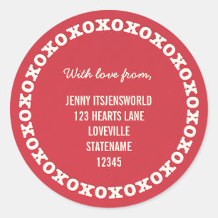 Custom XOXO Address Sticker Red