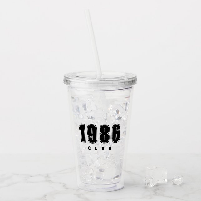 Custom Year - 1986 Club - simple black  Acrylic Tumbler (Front Ice)
