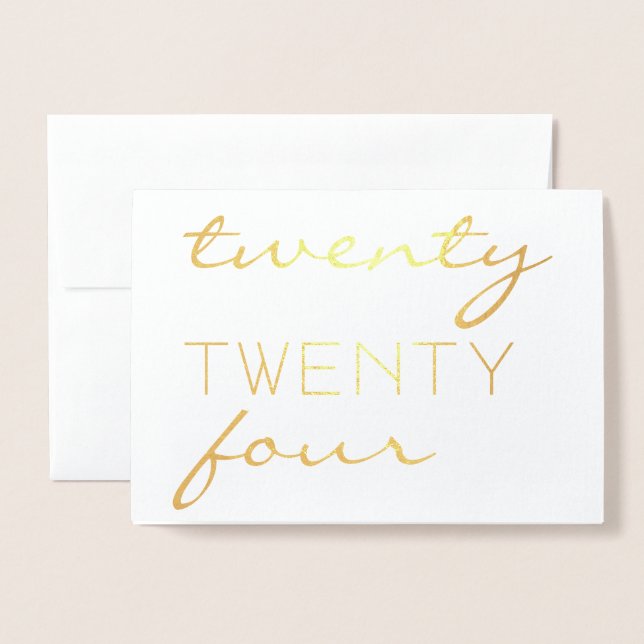 Custom Year 2024 Modern Typography Chic Elegant Foil Card (Front With Envelope)