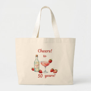 Custom year and age Strawberry Cheers tote bag
