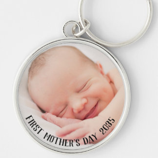 Custom Year and Baby Photo First Mothers Day  Key Ring