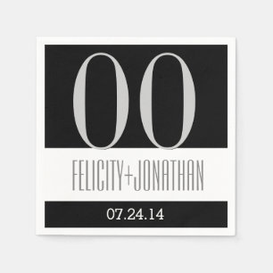Custom Year Anniversary Modern Black Silver V21 Napkin