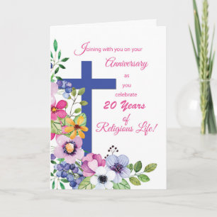 Custom Year, Anniversary Nun Religious Life Cross Card