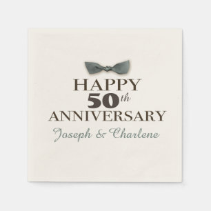 Custom Year   Antique Happy Anniversary Slate/Brn Napkin
