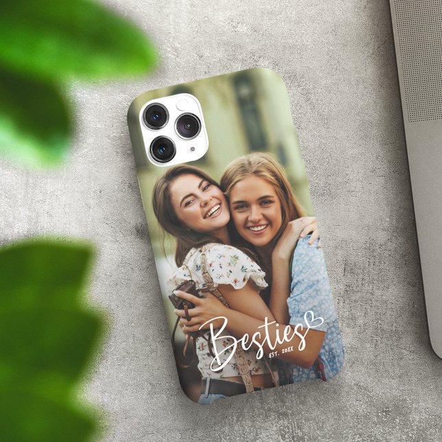 Custom Year Besties BFF Modern Script Photo Case-Mate iPhone Case (Creator Uploaded)