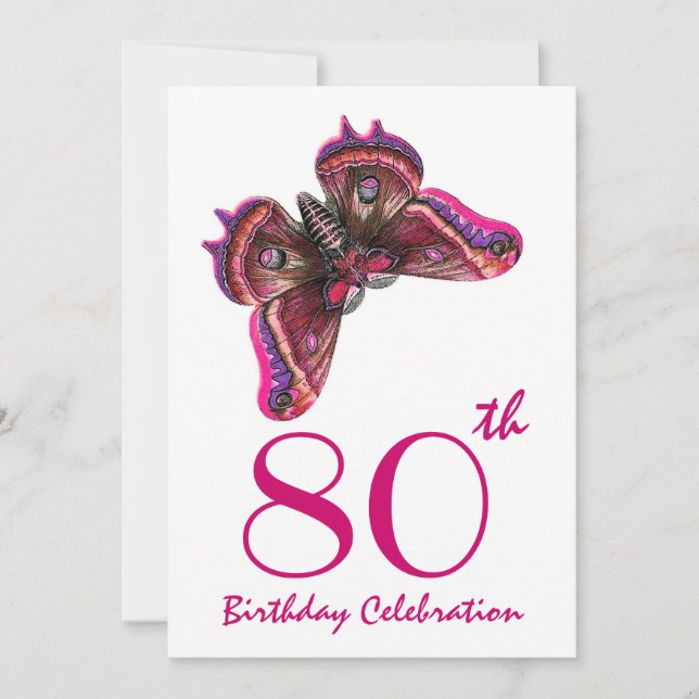 Custom Year Birthday Party Invite Purple Butterfly (Front)