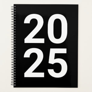Custom year black white modern typography numbers planner
