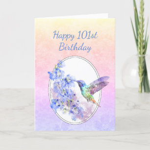Custom Year Blank Inside Hummingbird Birthday  Thank You Card