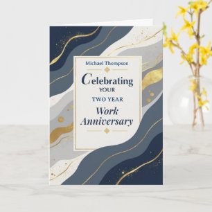 Custom Year Employee Work Anniversary Elegant Gold Card