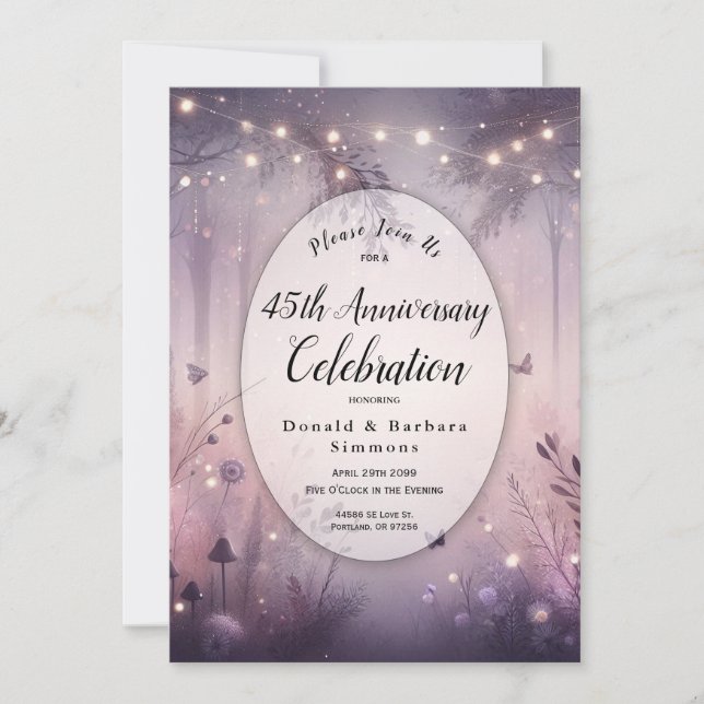 Custom Year Ethereal Fairy Lights Forest   Invitation (Front)