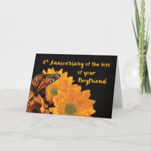 Custom Year Fourth Anniversary Loss of Boyfriend Card