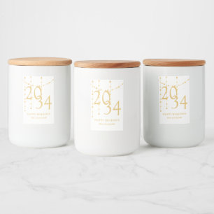 Custom Year Gold Happy Holidays Food Label