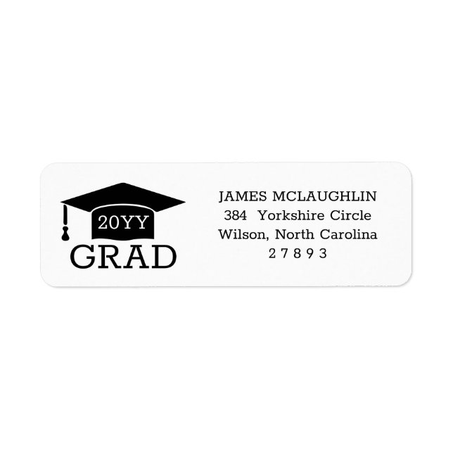 Custom Year Graduation Cap Elegant Return Address  (Front)