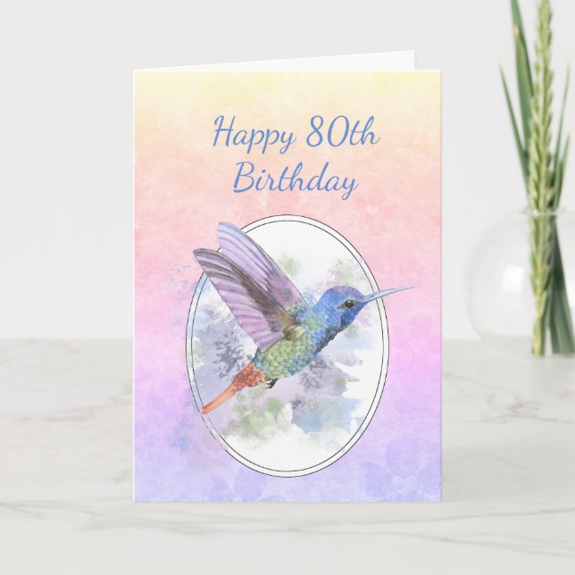 Custom Year Happy Birthday 80th Hummingbird Bird Programme (Front)