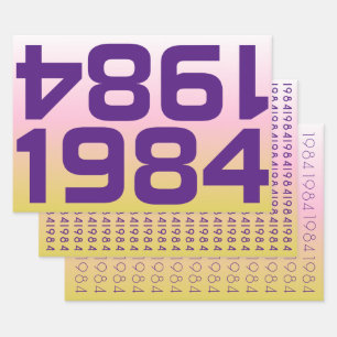 Custom Year Hot Pink Gradient Wrapping Paper Set