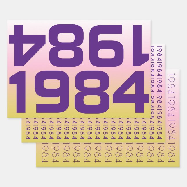 Custom Year Hot Pink Gradient Wrapping Paper Set (Set)