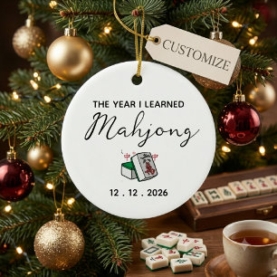 Custom Year I Learned Mahjong Christmas Ceramic Tree Decoration