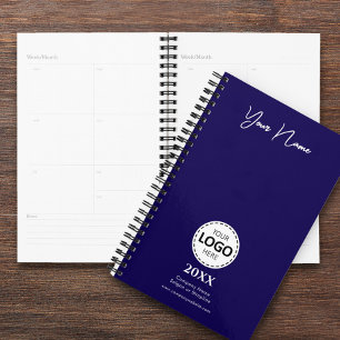 Custom Year, Logo, Name and Text, Blue Diary Planner