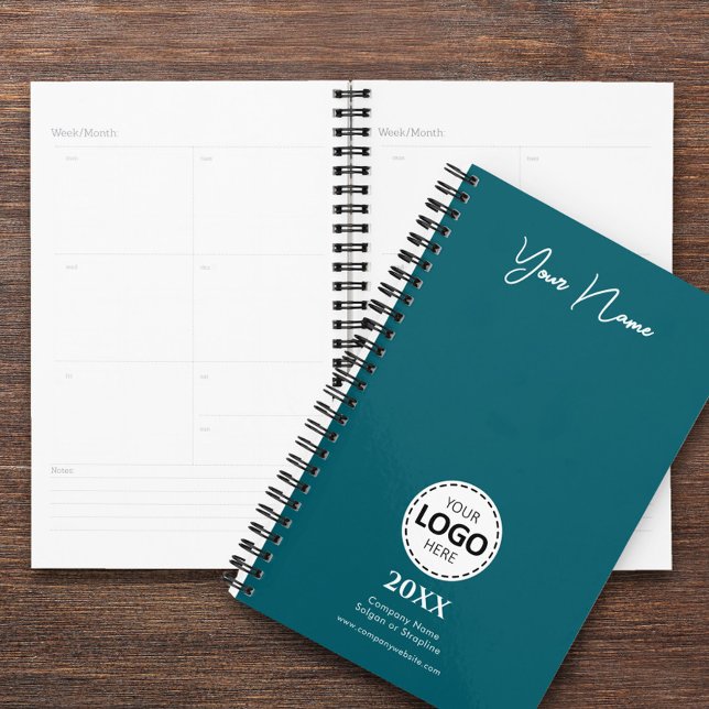 Custom Year, Logo, Name and Text, Teal Diary Planner (Creator Uploaded)