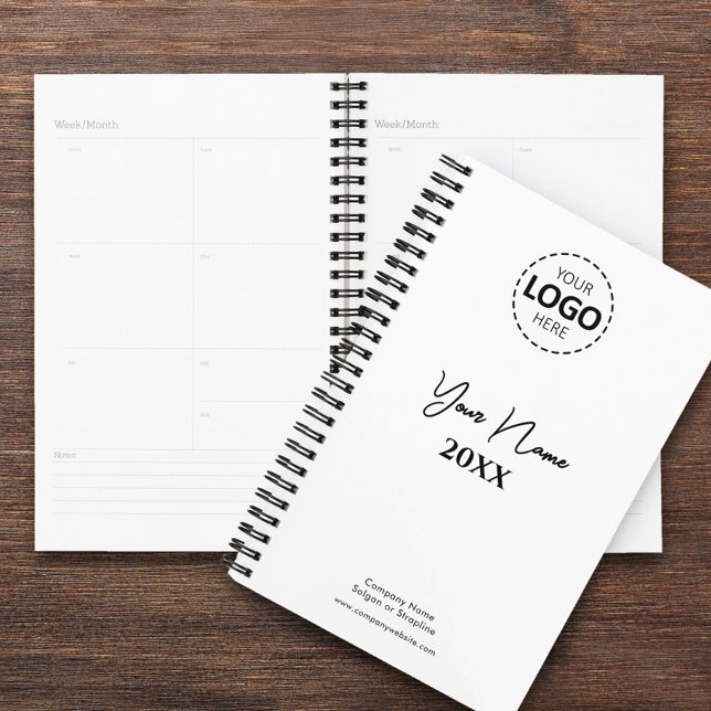 Custom Year, Logo, Name and Text, White Diary Planner (Creator Uploaded)