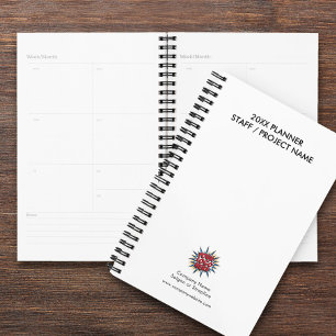Custom Year, Logo, Text, White Diary Planner