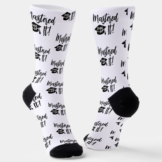 Custom Year Masters Degree Graduation Mastered It Socks (Angled)