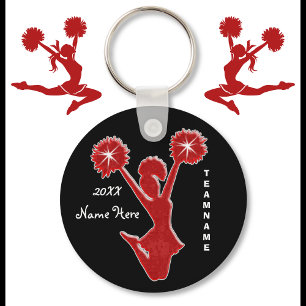 Custom YEAR, NAME and TEAM Cheap Cheer Keychains