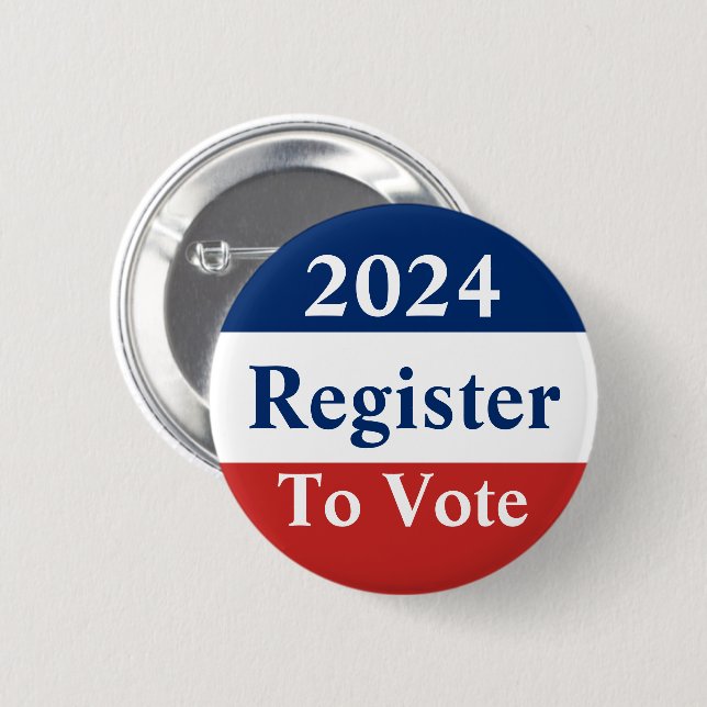 Custom Year Red White and Blue Register to Vote 6 Cm Round Badge (Front & Back)