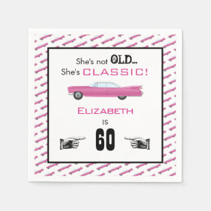 Custom Year She's Not Old But Classic Car Birthday Napkin