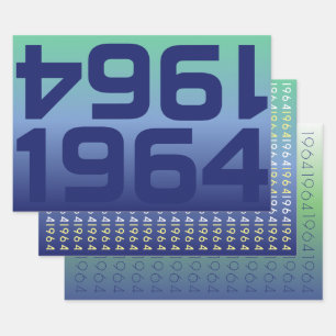 Custom Year Space Blue Gradient Wrapping Paper Set